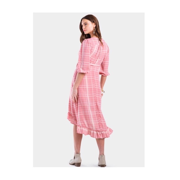 Francesca's Leticia Plaid Wrap Midi Dress - Picture 4 of 8